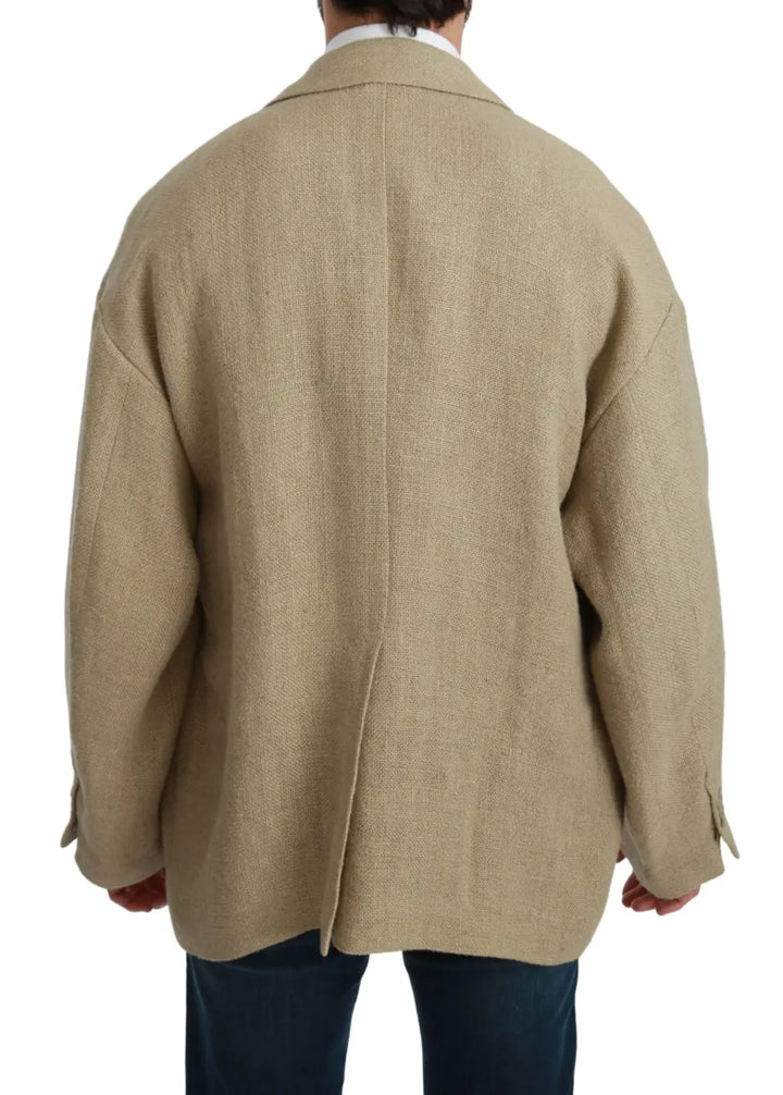 Dolce &amp; Gabbana Beige Jacket Coat 100% Jute Blazer
