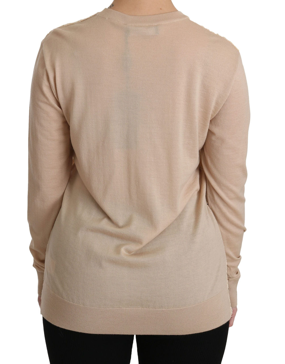 Dolce &amp; Gabbana - Beige Lace Long Sleeve Top Cashmere Blouse