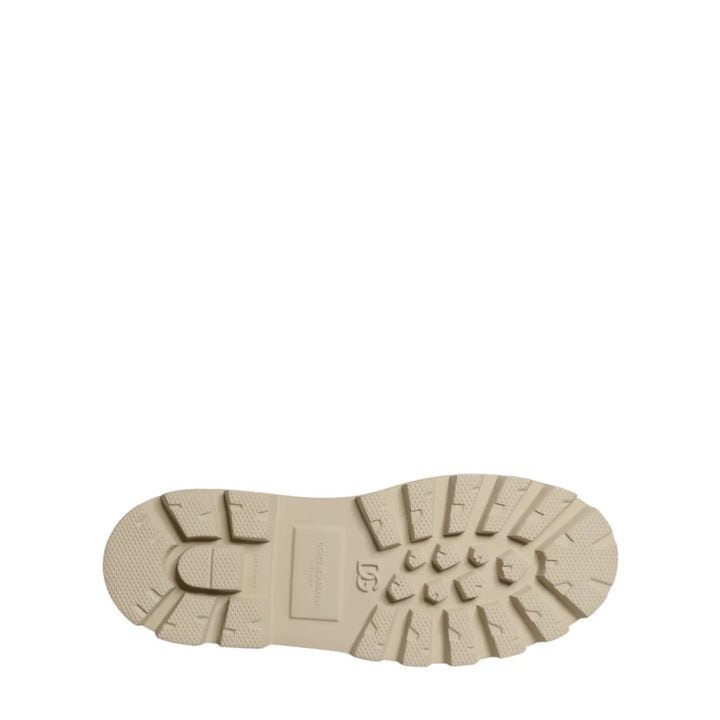 Dolce & Gabbana Beige Lace Up Trekking Derby Men Dress Shoes