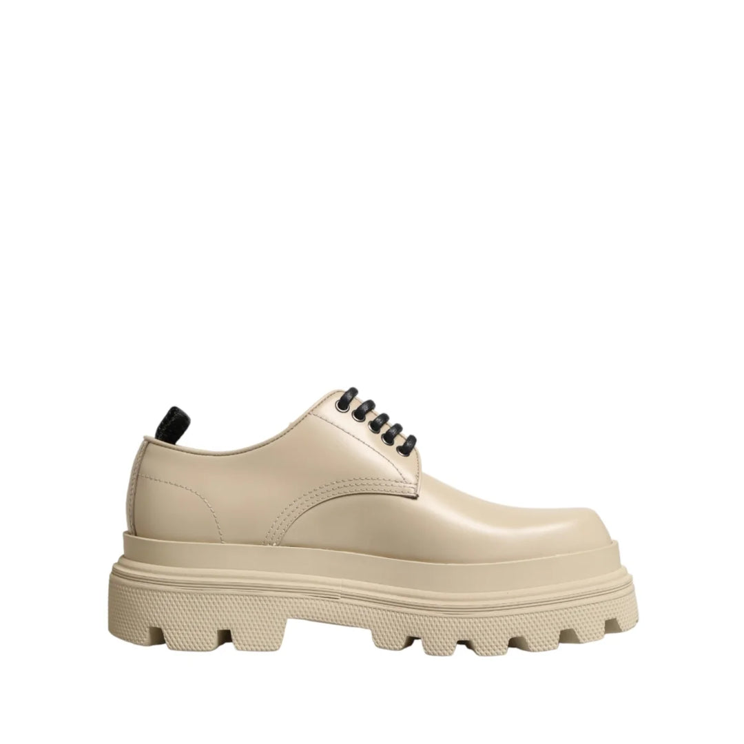 Dolce & Gabbana Beige Lace Up Trekking Derby Men Dress Shoes