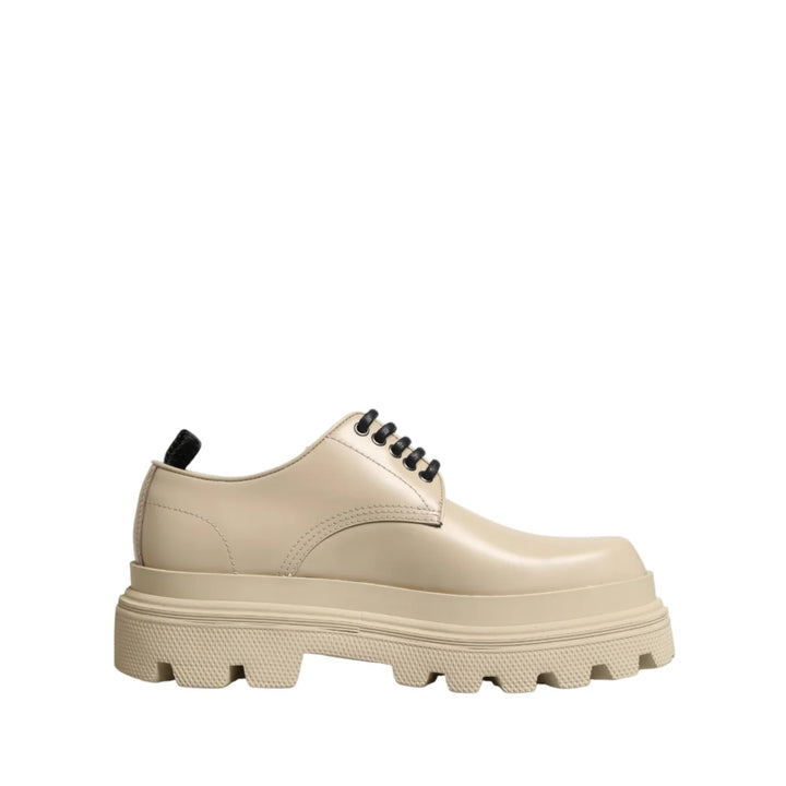 Dolce & Gabbana Beige Lace Up Trekking Derby Men Dress Shoes