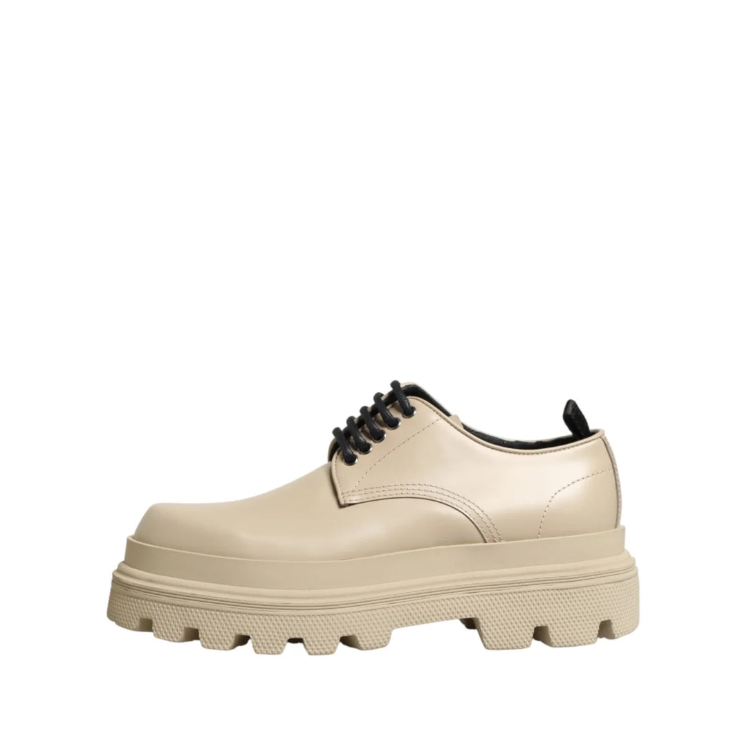 Dolce & Gabbana Beige Lace Up Trekking Derby Men Dress Shoes