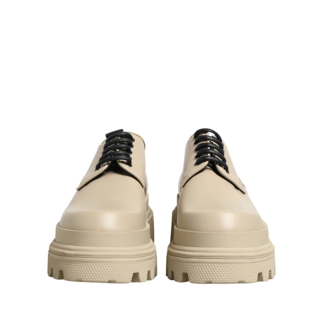 Dolce & Gabbana Beige Lace Up Trekking Derby Men Dress Shoes