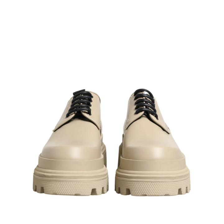 Dolce & Gabbana Beige Lace Up Trekking Derby Men Dress Shoes