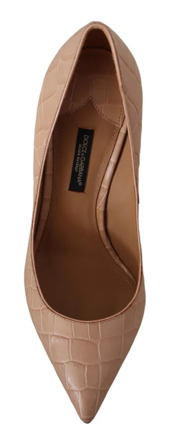 Dolce &amp; Gabbana Beige Leather Bellucci Heels Pumps Shoes