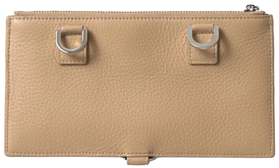 Dolce & Gabbana Beige Leather Shoulder Cardholder Strap Wallet
