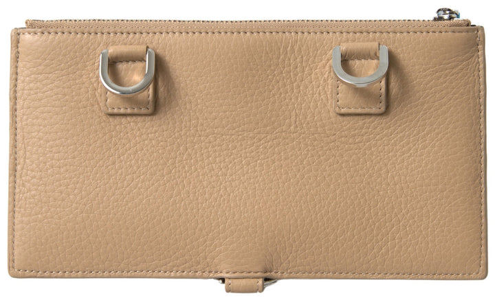 Dolce &amp; Gabbana Beige Leather Shoulder Cardholder Strap Wallet