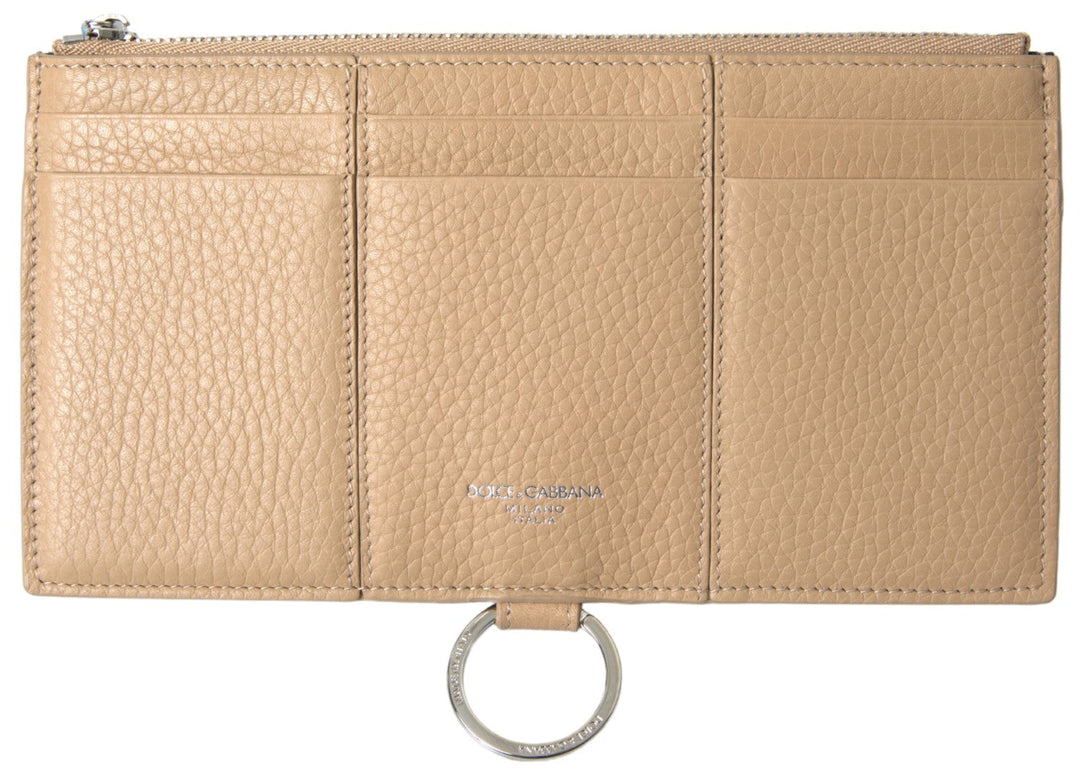 Dolce &amp; Gabbana Beige Leather Shoulder Cardholder Strap Wallet