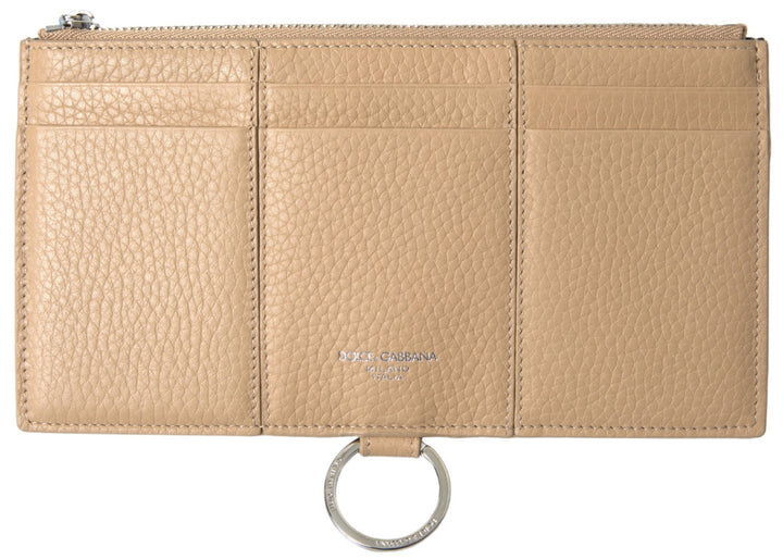 Dolce &amp; Gabbana Beige Leather Shoulder Cardholder Strap Wallet