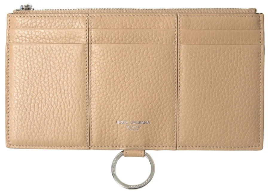 Dolce & Gabbana Beige Leather Shoulder Cardholder Strap Wallet