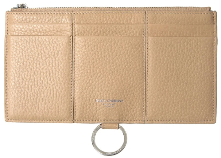 Dolce & Gabbana Beige Leather Shoulder Cardholder Strap Wallet