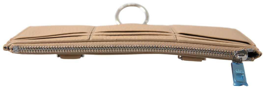 Dolce &amp; Gabbana Beige Leather Shoulder Cardholder Strap Wallet