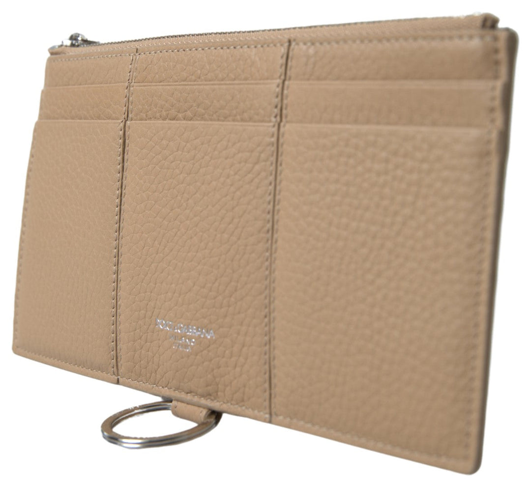 Dolce &amp; Gabbana Beige Leather Shoulder Cardholder Strap Wallet