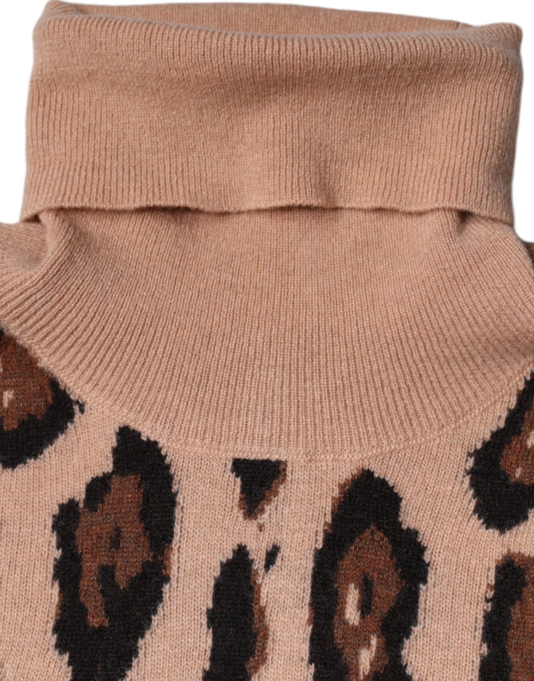 Dolce &amp; Gabbana - Beige Leopard Print Wool Turtleneck Top