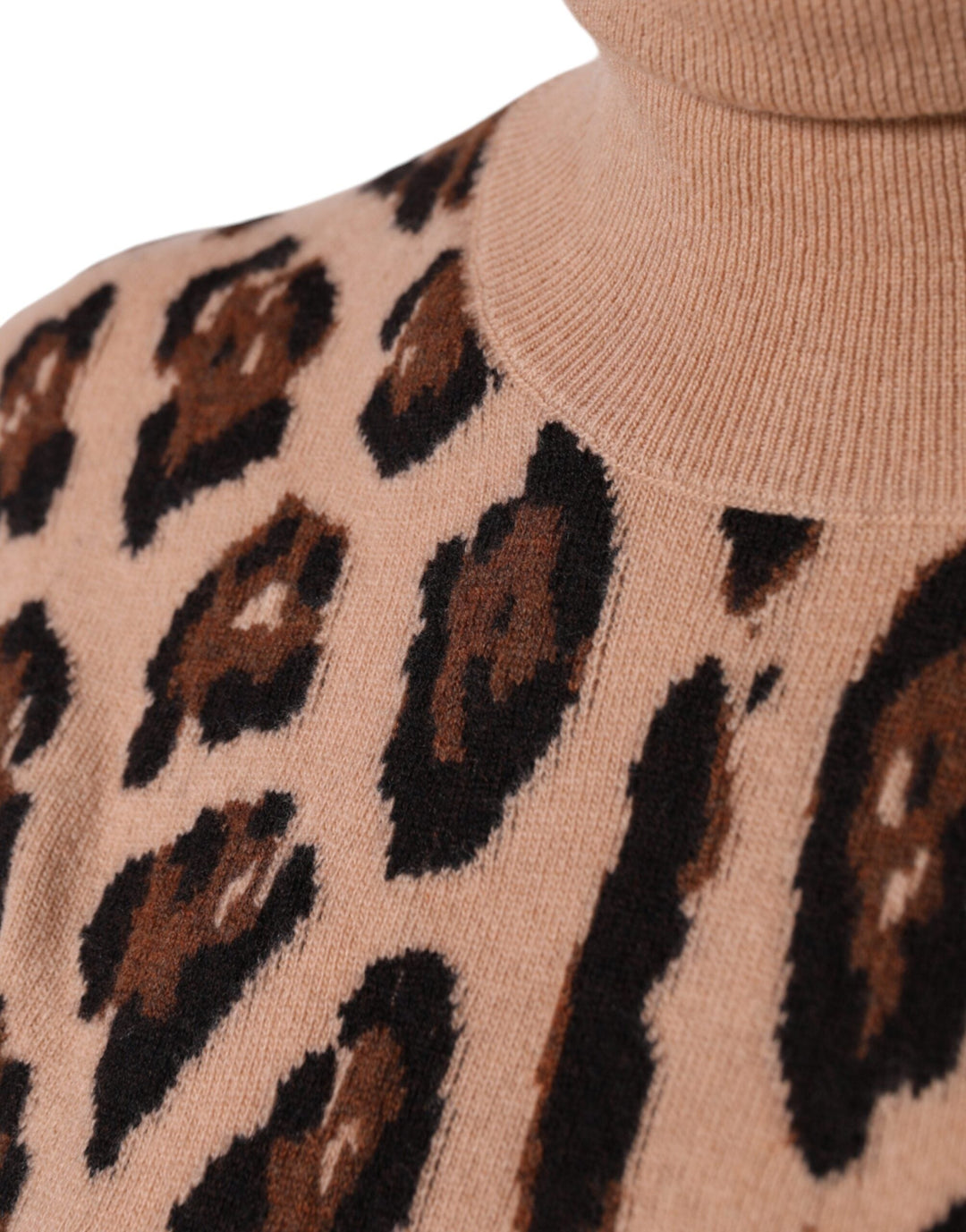 Dolce &amp; Gabbana - Beige Leopard Print Wool Turtleneck Top