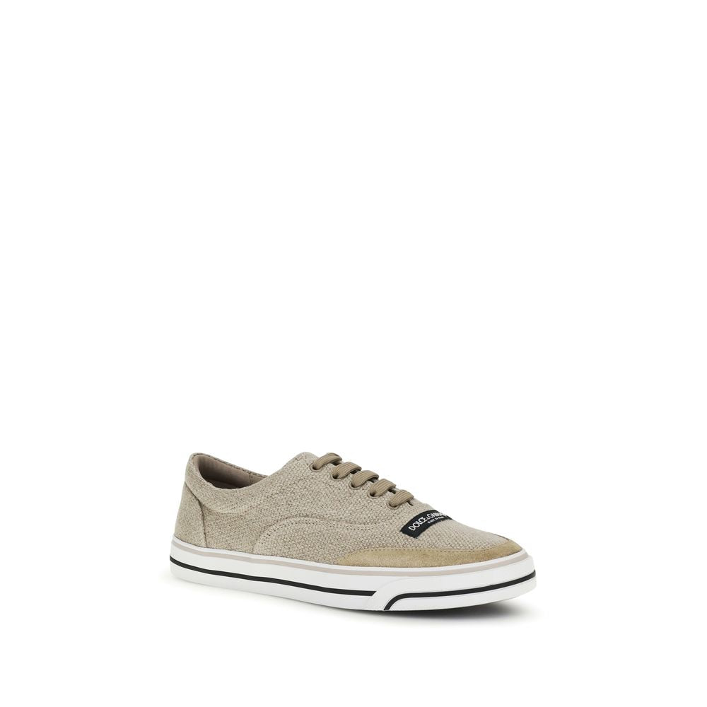 Dolce &amp; Gabbana Beige Linen Low Top Sneakers