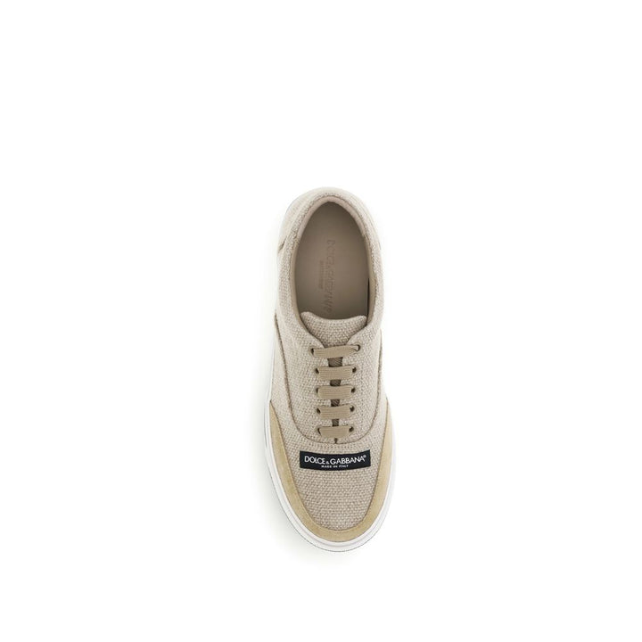 Dolce &amp; Gabbana Beige Linen Low Top Sneakers