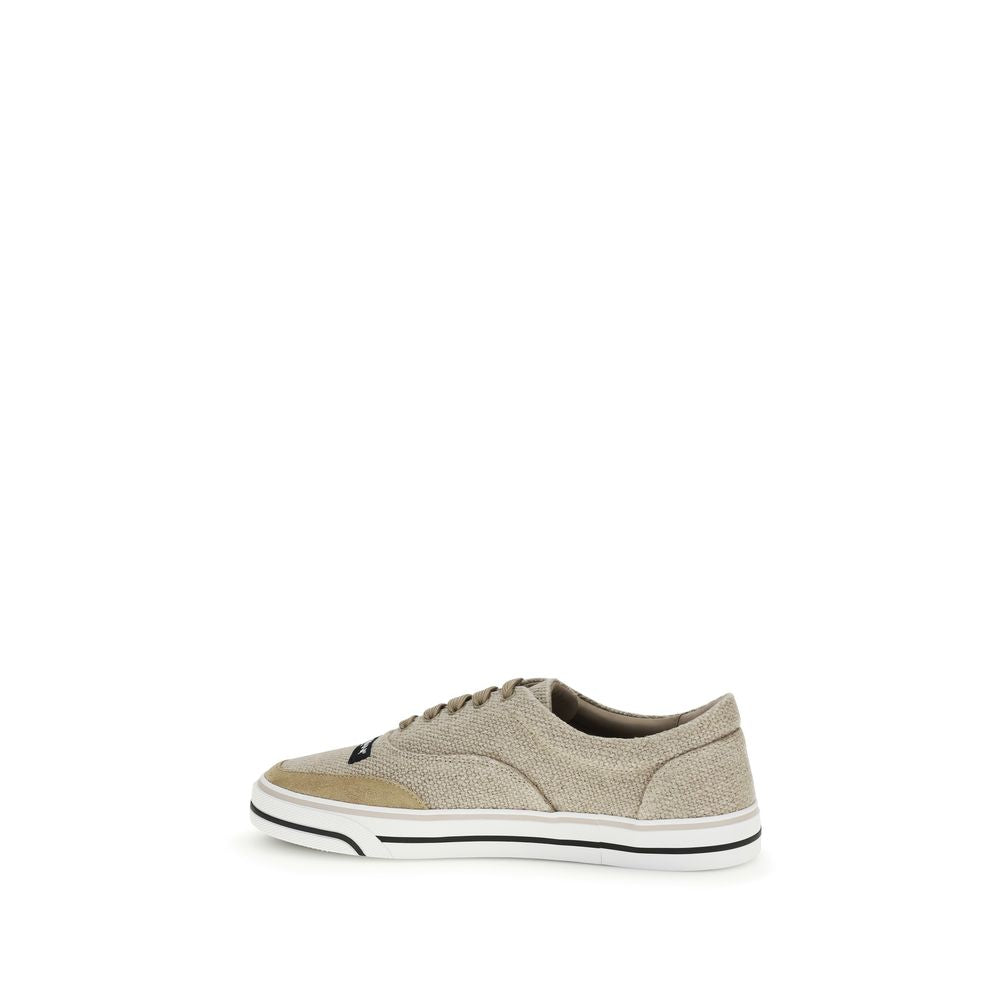 Dolce &amp; Gabbana Beige Linen Low Top Sneakers
