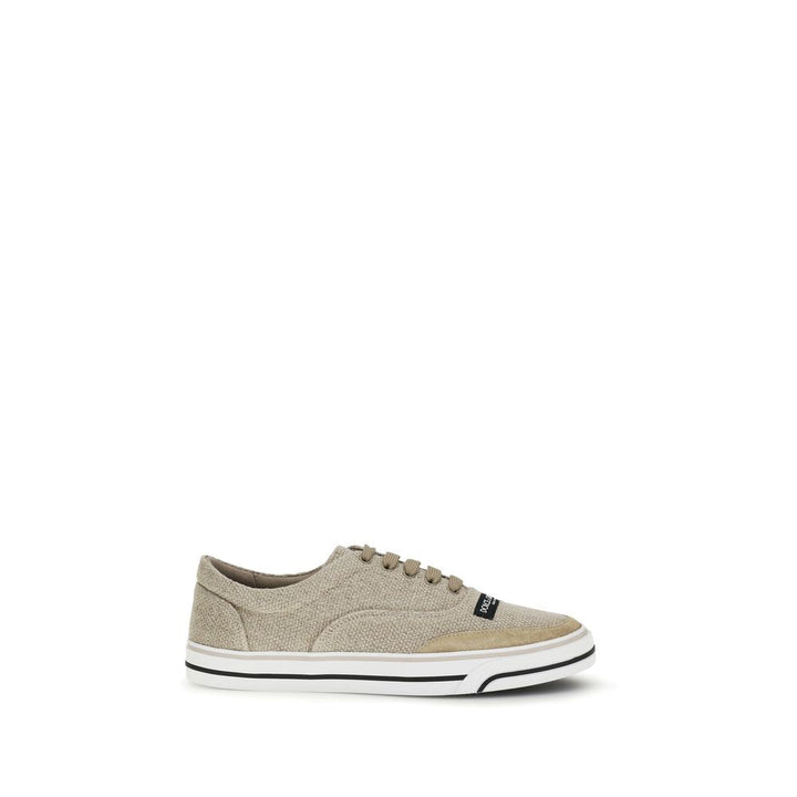 Dolce &amp; Gabbana Beige Linen Low Top Sneakers