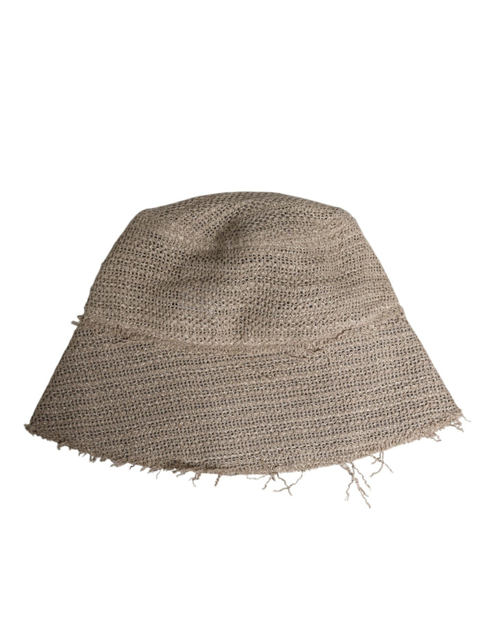 Dolce &amp; Gabbana Beige Linen Wide Brim Bucket Hat