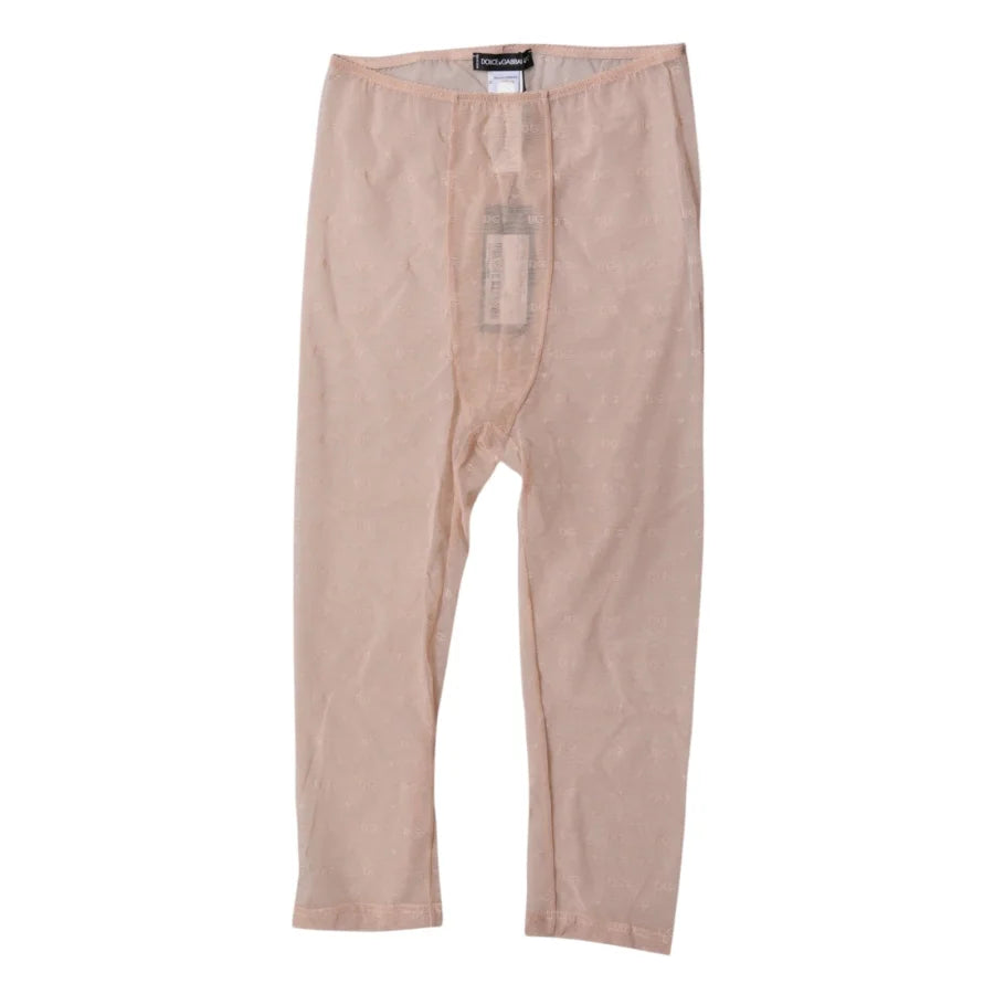 Dolce & Gabbana Beige Logo Lace Lingerie Cropped Tights Underwear