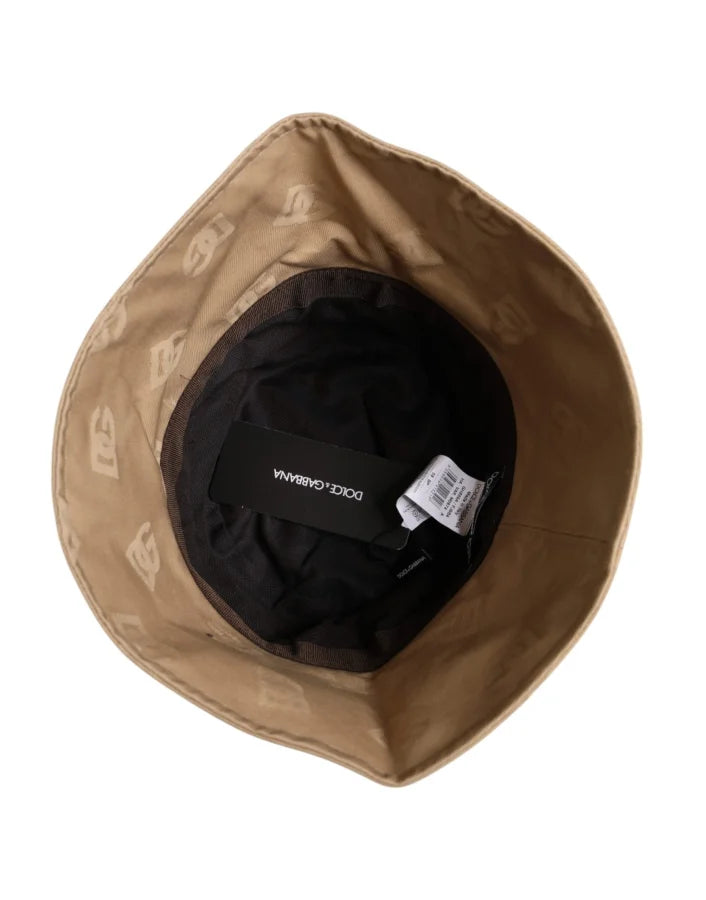 Dolce & Gabbana Beige Logo Monogram Cotton Bucket Cap
