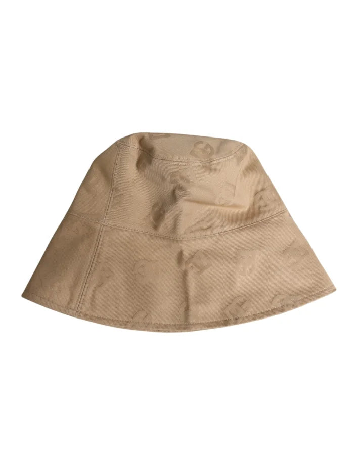 Dolce & Gabbana Beige Logo Monogram Cotton Bucket Cap