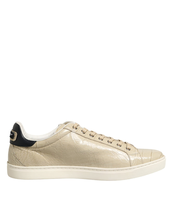 Dolce &amp; Gabbana Beige London Low Top Leather Sneakers Shoes