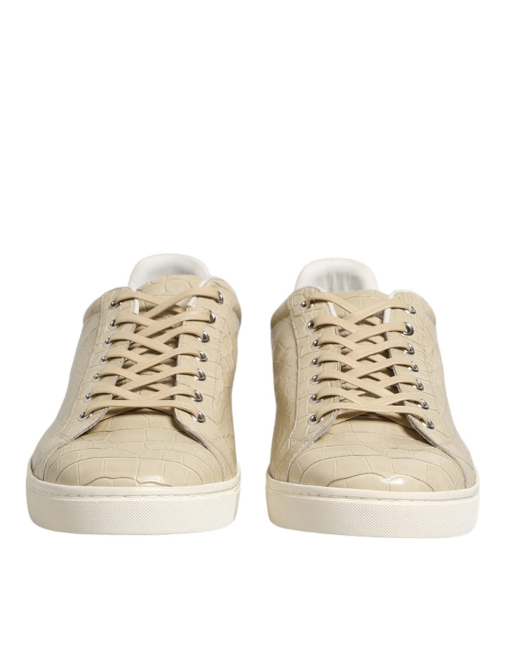 Dolce &amp; Gabbana Beige London Low Top Leather Sneakers Shoes