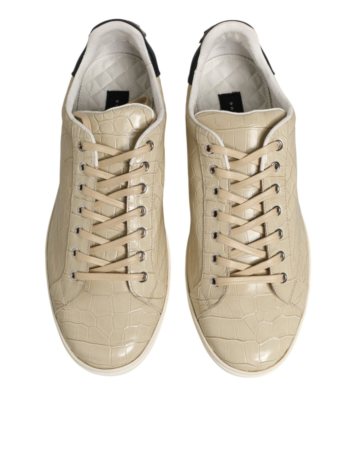Dolce &amp; Gabbana Beige London Low Top Leather Sneakers Shoes