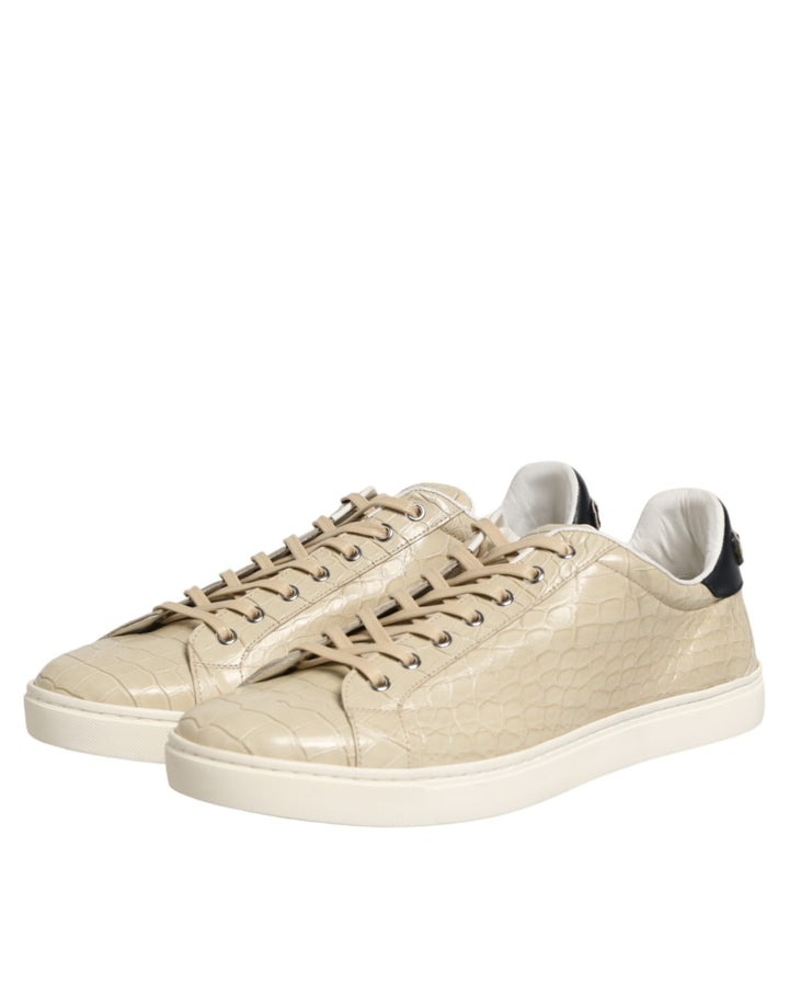 Dolce &amp; Gabbana Beige London Low Top Leather Sneakers Shoes
