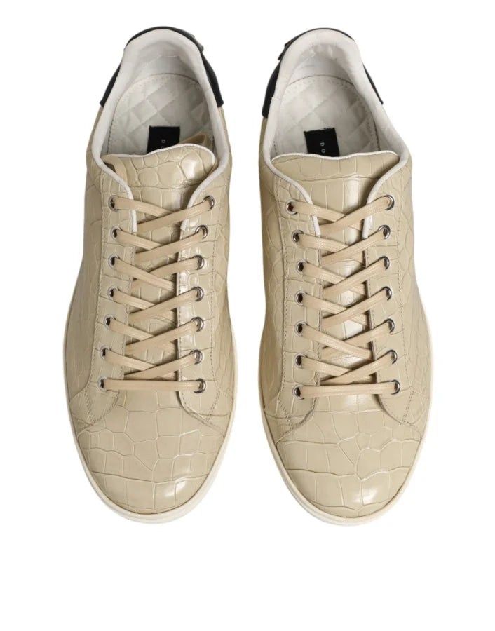 Dolce & Gabbana Beige London Low Top Leather Sneakers Shoes