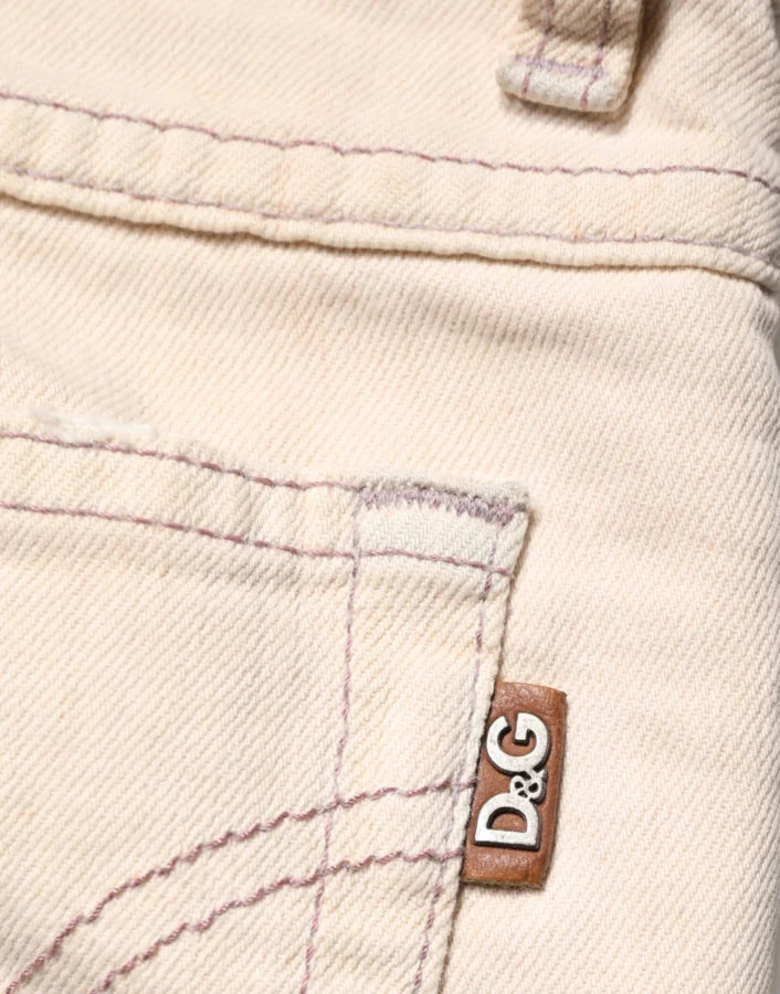 Dolce & Gabbana Beige Low Waist Cotton Slim Fit Denim Trousers Jeans