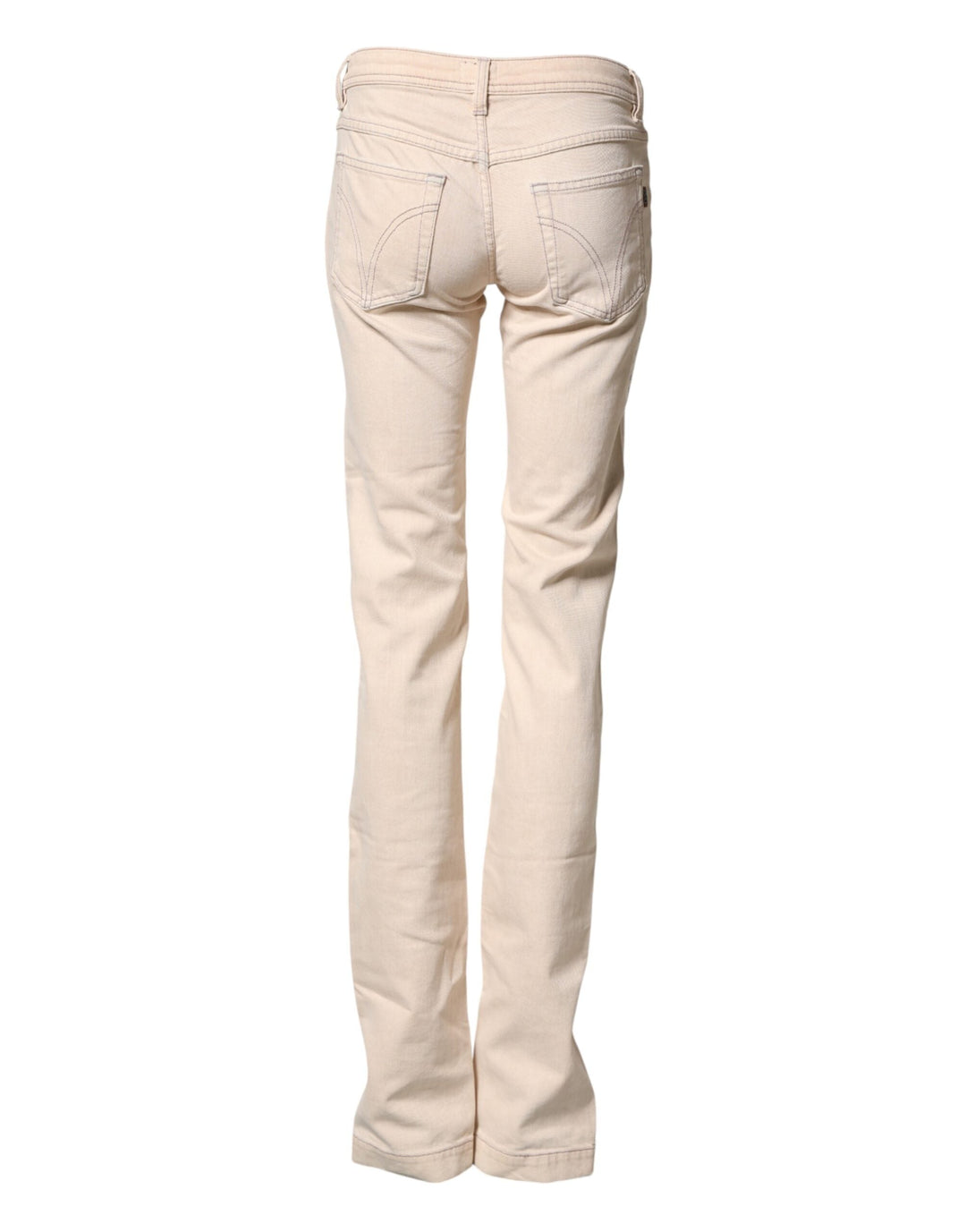 Dolce &amp; Gabbana Beige Low Waist Cotton Slim Fit Denim Trousers Jeans