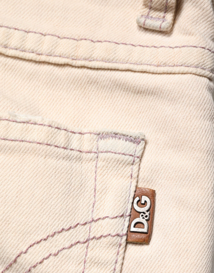 Dolce &amp; Gabbana Beige Low Waist Cotton Slim Fit Denim Trousers Jeans