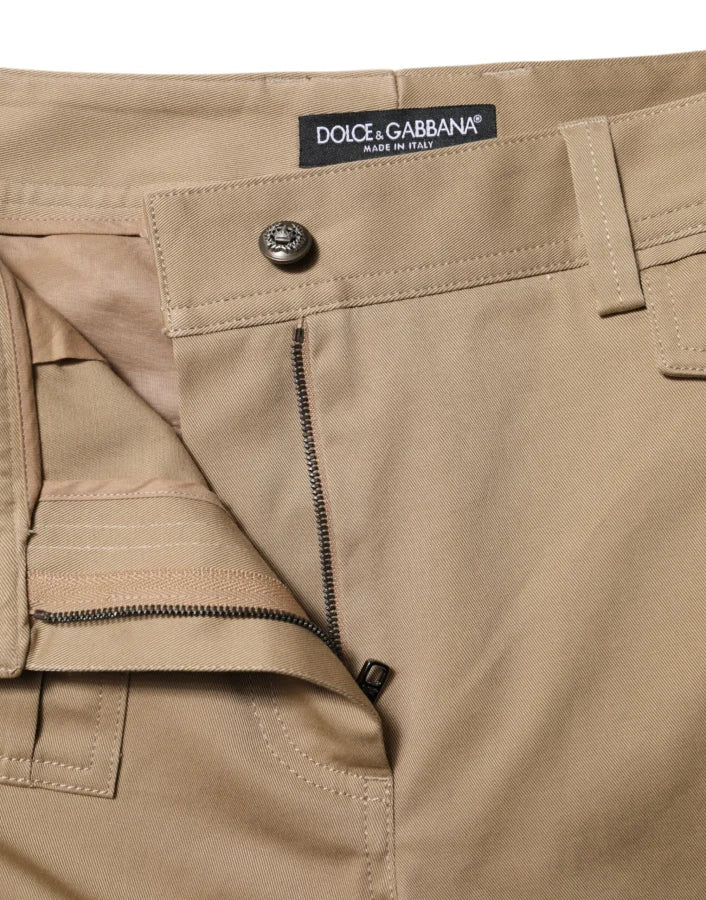 Dolce & Gabbana Beige Mid Waist Cargo Tapered Pants