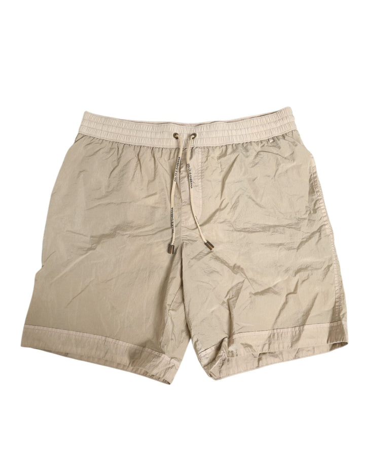 Dolce &amp; Gabbana Beige Nylon Beachwear Men Boxer Short Swimwear