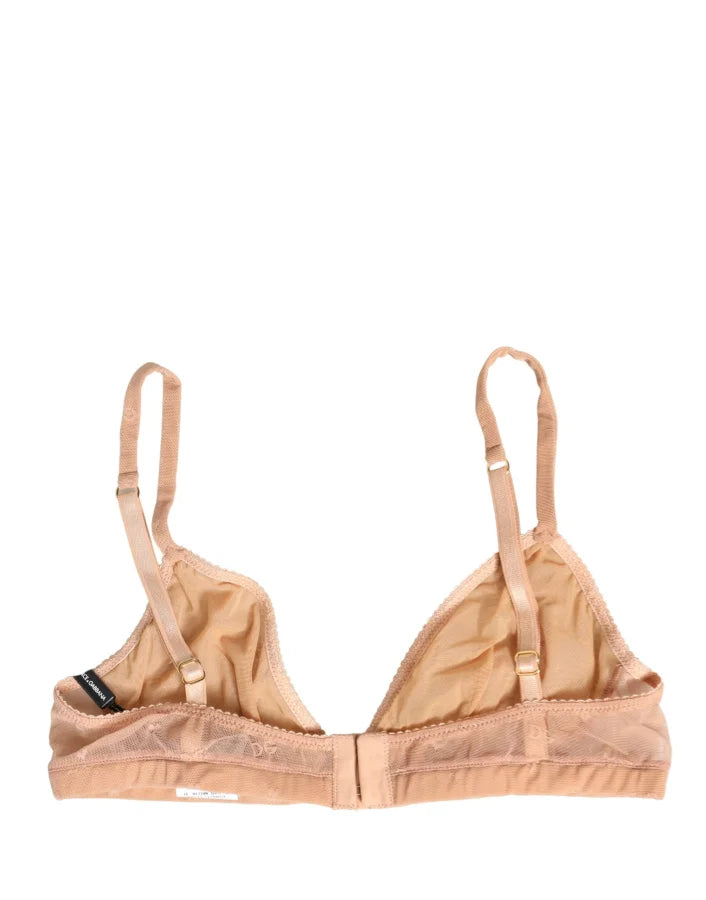 Dolce &amp; Gabbana Beige Nylon Stretch Soft Cup Brassiere Underwear