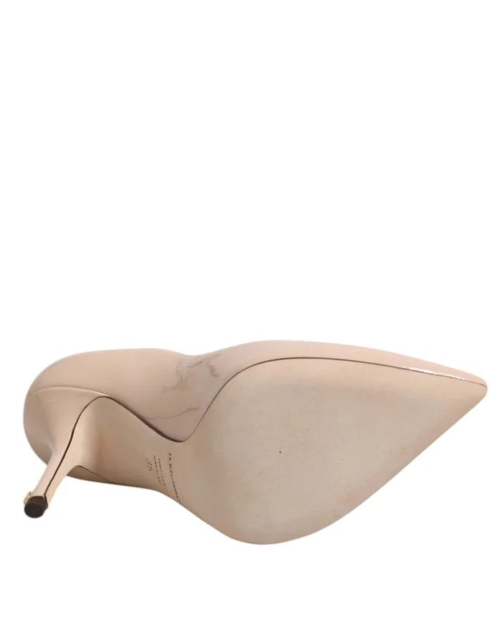 Dolce & Gabbana Beige Patent Leather Stiletto Heel Pumps Shoes