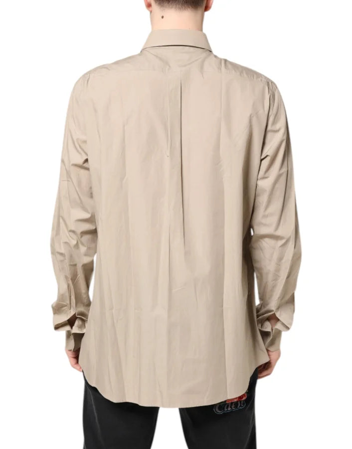 Dolce & Gabbana Beige Pin Up Print MARTINI Men Casual Shirt
