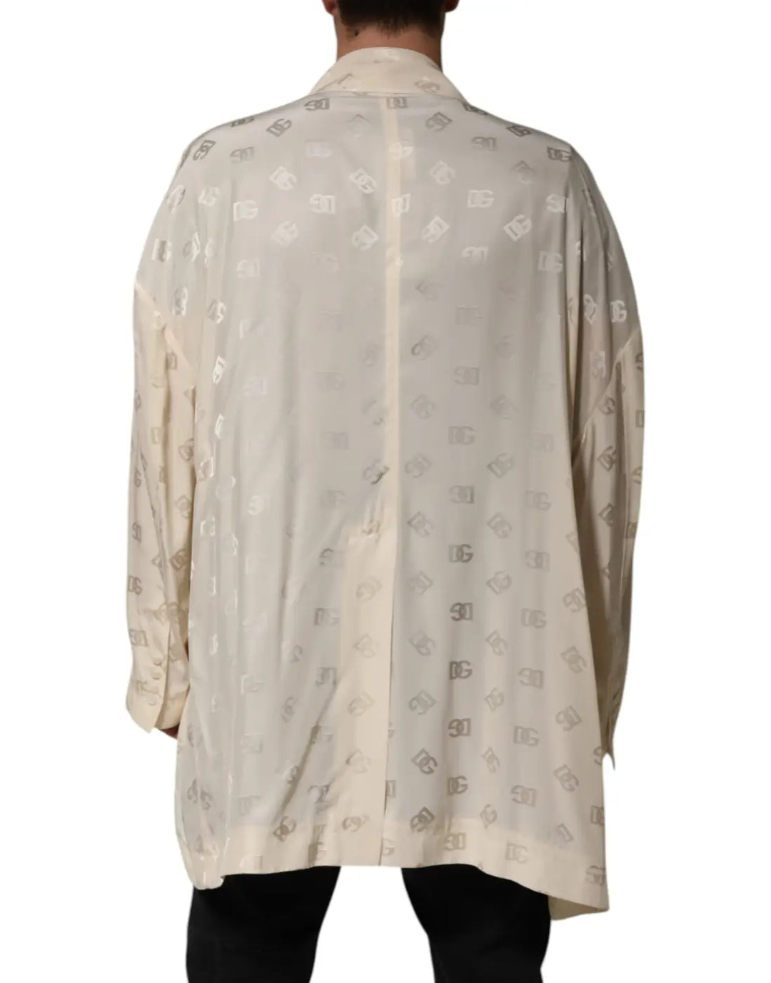 Dolce &amp; Gabbana Beige Polyester Logo Monogram Coat Jacket