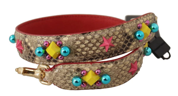 Dolce & Gabbana - Beige Python Leather Crystals Shoulder Strap