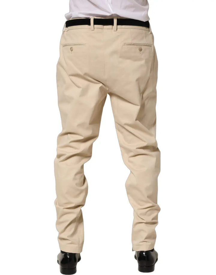 Dolce &amp; Gabbana Beige Re-Editon Mid Waist Tapered Men Pants