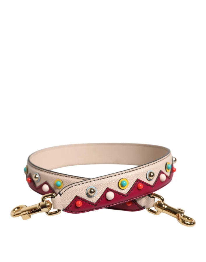 Dolce & Gabbana - Beige Red Leather Handbag Accessory Shoulder Strap
