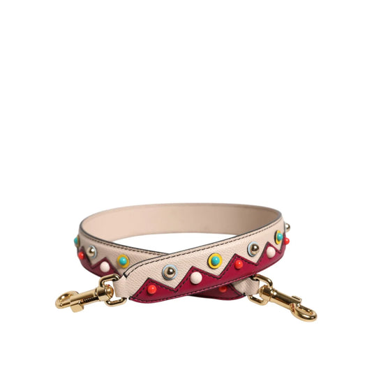 Dolce Gabbana Beige and Red Leather Shoulder Strap for Handbags &