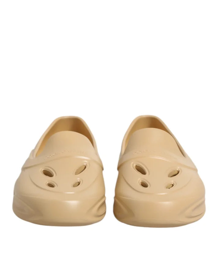 Dolce & Gabbana Beige Rubber Slides Low Top Sneakers Shoes