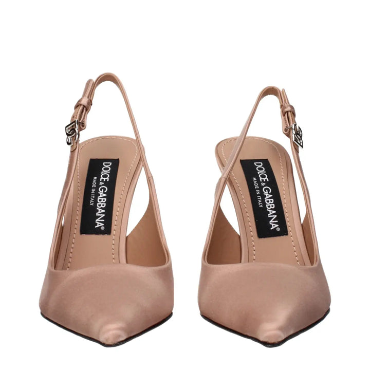 Dolce &amp; Gabbana Beige Satin High Heel Pumps