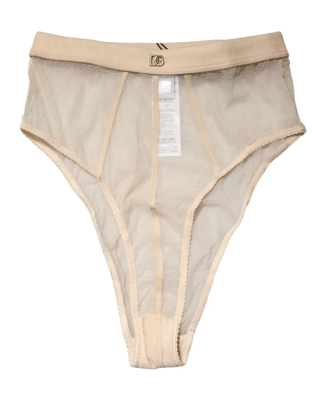 Dolce &amp; Gabbana Beige Silk Blend High Waist Brief Panty Underwear