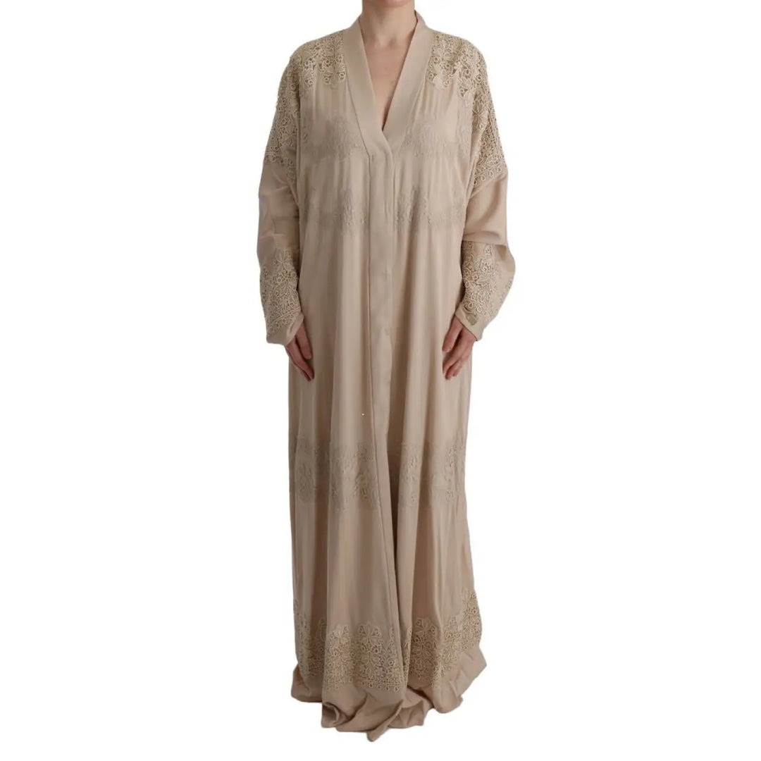 Dolce & Gabbana Beige Silk Full-Length Jacket