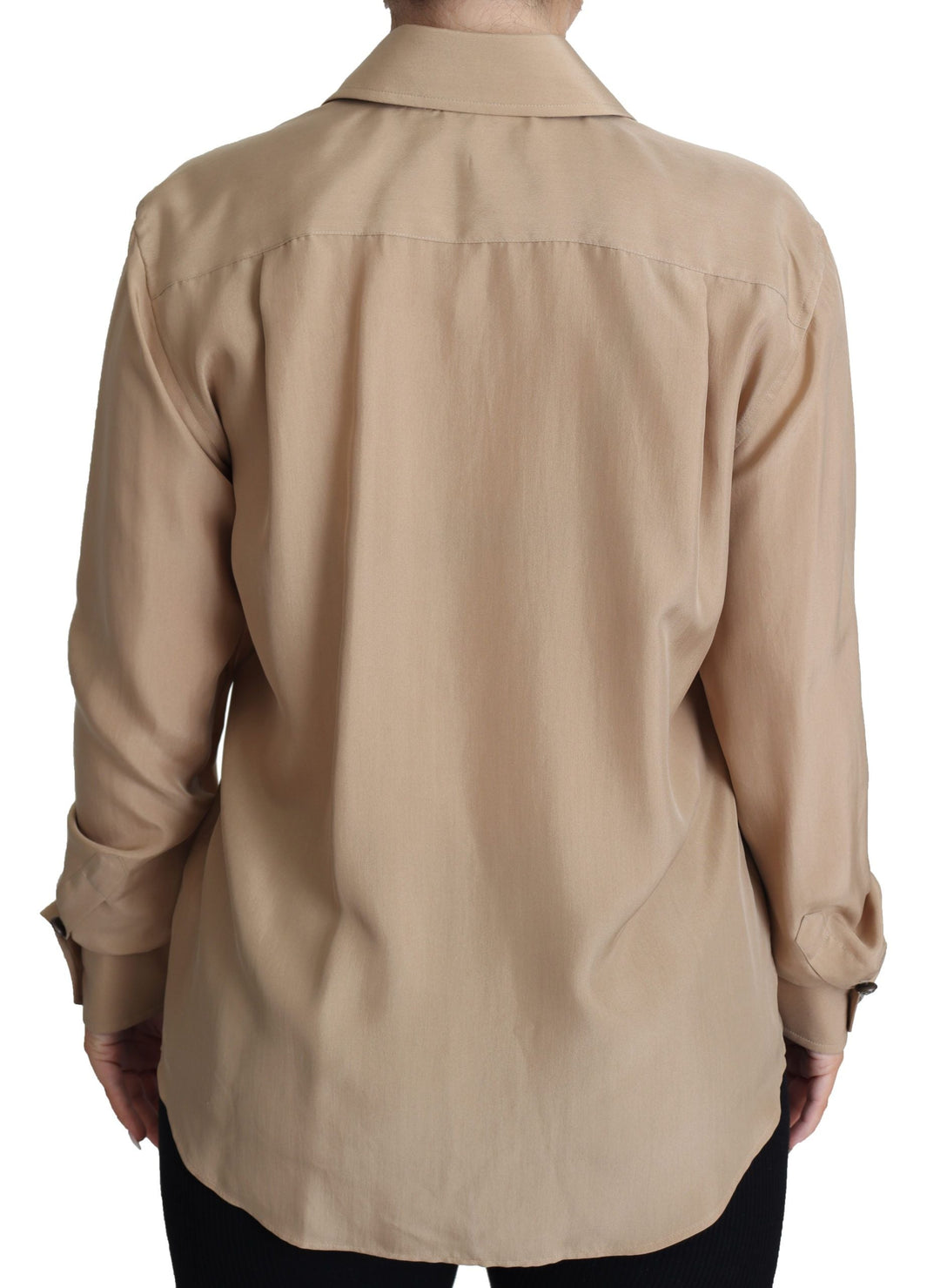 Dolce &amp; Gabbana Shirts - Women’s Beige Silk Shirt Decorative Buttons Top